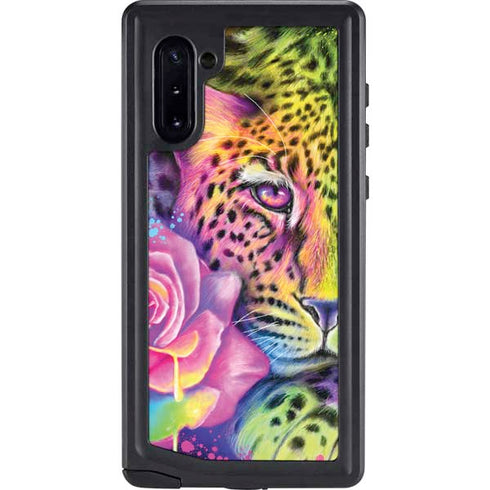 Neon Rainbow Cheetah with Rose by Sheena Pike Galaxy Cases